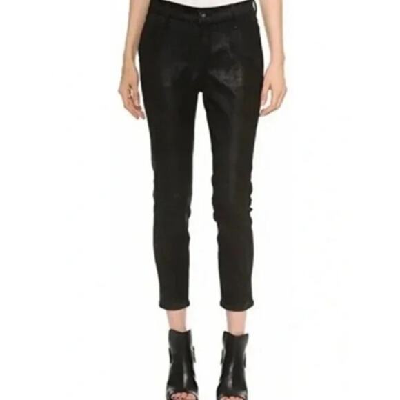 Rag & Bone Dash Suede Lamb Leather Crop Pants Black Size 26 - Picture 1 of 7